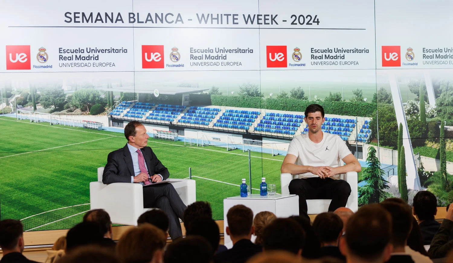 Thibaut Courtois and Chus Mateo Inspire Students at White Week at Universidad Europea Real Madrid Graduate School
